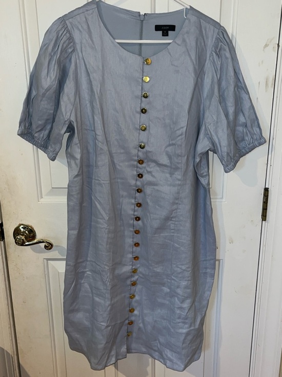 J. Crew Dresses & Skirts - J.Crew Size 18 Linen Blend Dress Gold Button Front Short Sleeve